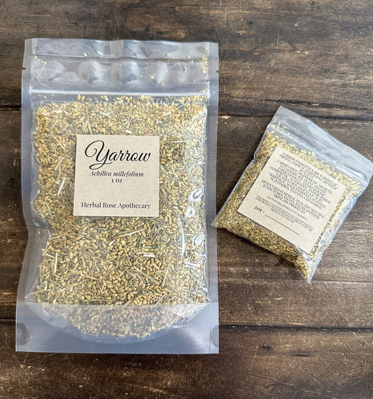 Dried yarrow herb botanical ingredient for apothecary and educational use