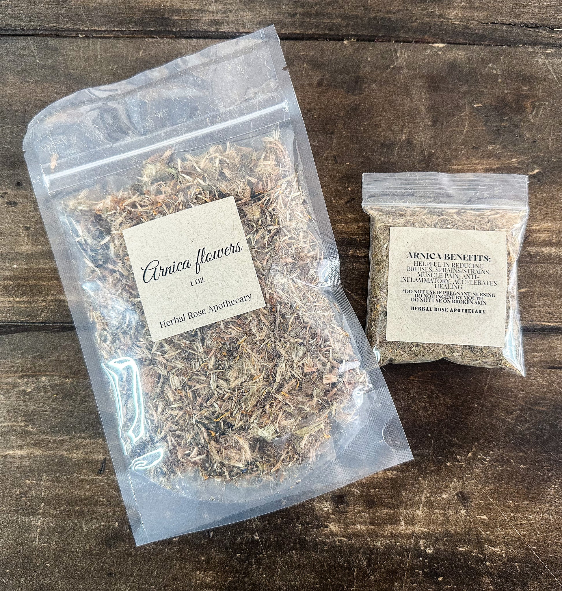 Dried arnica flowers loose botanical ingredient for apothecary and craft use