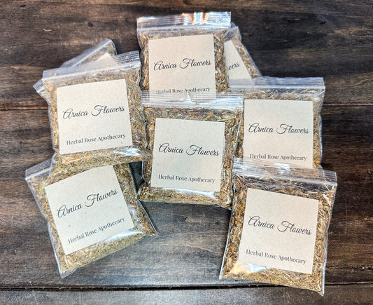 Dried arnica flowers loose botanical ingredient for apothecary and craft use