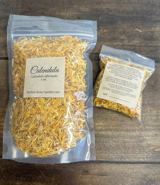 Dried calendula flowers botanical ingredient for apothecary and craft use