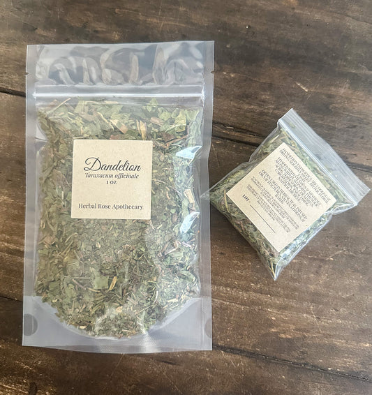 Dried dandelion leaf loose botanical herb for tea and apothecary use