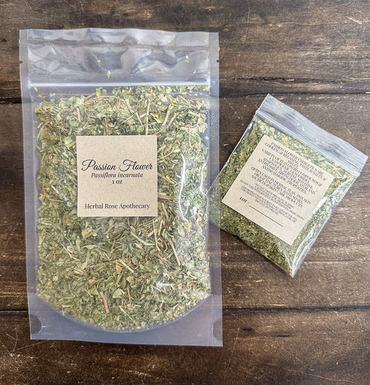 Dried passionflower herb botanical ingredient for tea and apothecary use