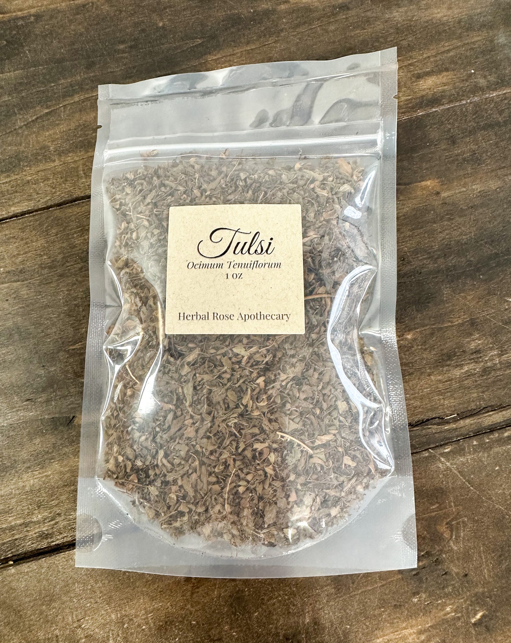 Dried tulsi leaf holy basil botanical herb for tea and culinary use
